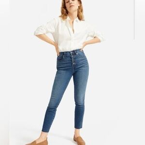EVERLANE Stretch High-Rise Cigarette Jean in Mid‎ Blue Sz 25
